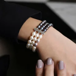 Süßwasserzuchtperlen-Silberarmband
