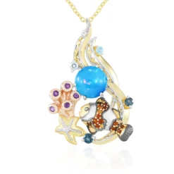 Äthiopischer Blauer Opal-Silberhalskette
