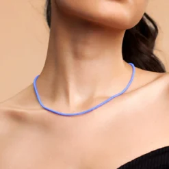 Äthiopischer Blauer Opal-Silberhalskette