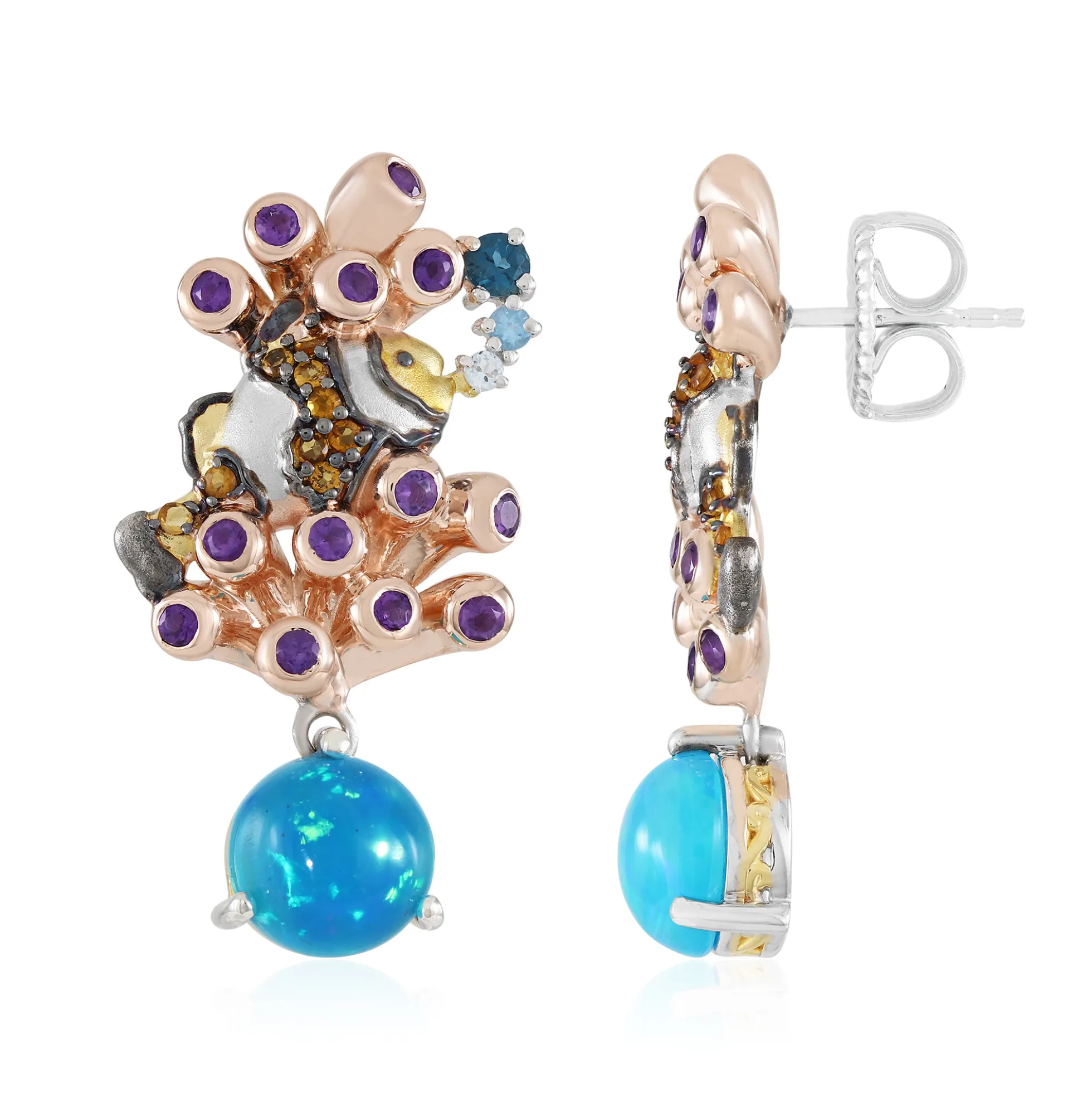 Äthiopischer Blauer Opal-Silberohrringe