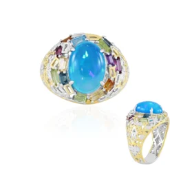 Äthiopischer Blauer Opal-Silberring