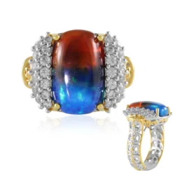 Äthiopischer Mehrfarbiger Opal-Silberring