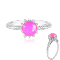 Äthiopischer Pinkfarbener Opal-Silberring