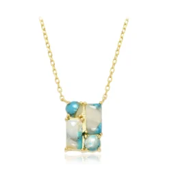 Türkis-Mosaik-Silbercollier
