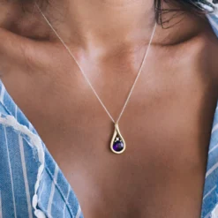 Uruguay-Amethyst-Goldanhänger