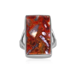 Versteinertes Palmenholz-Silberring