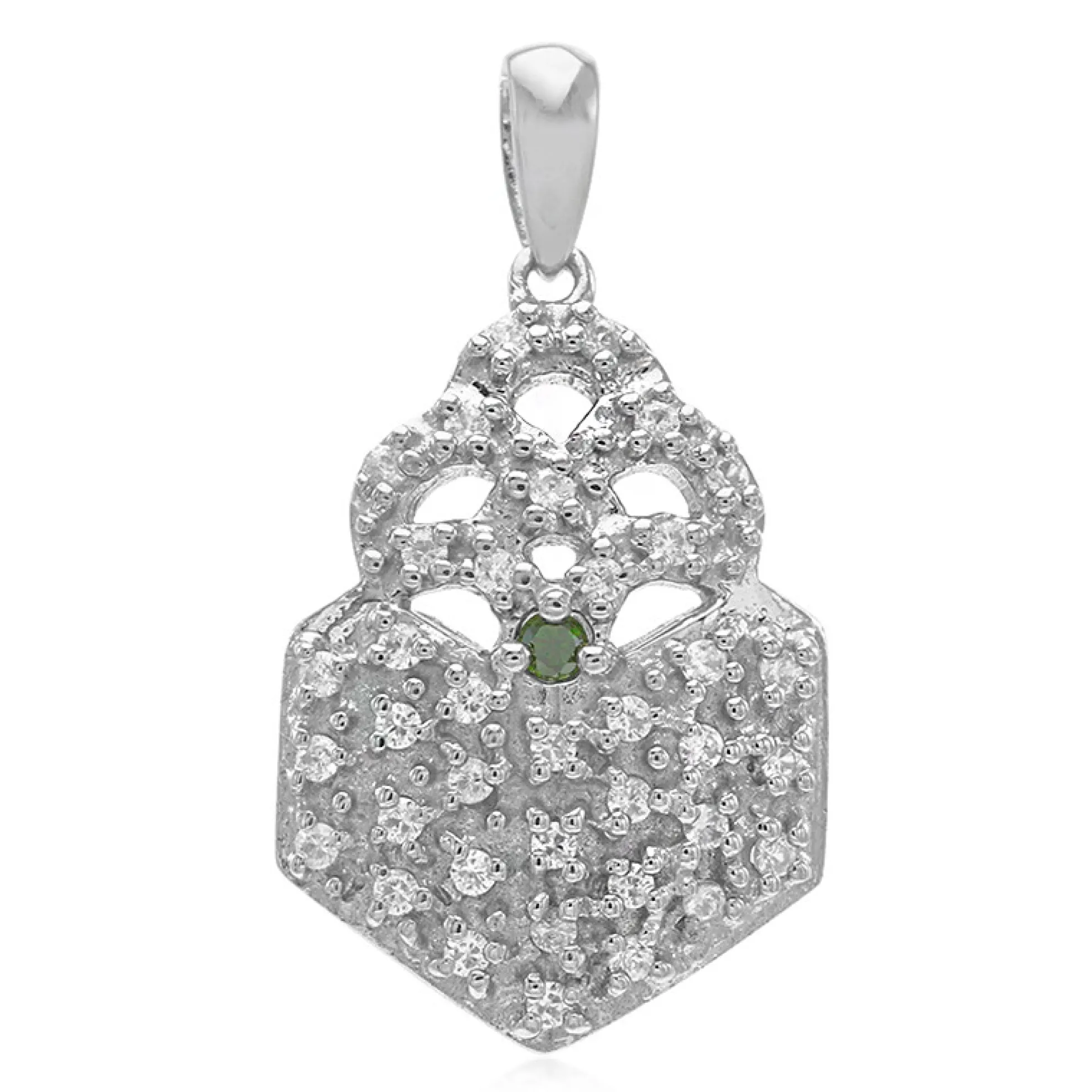 Waldgrüner Diamant-Silberanhänger