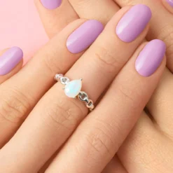 Weißer Opal-Silberring