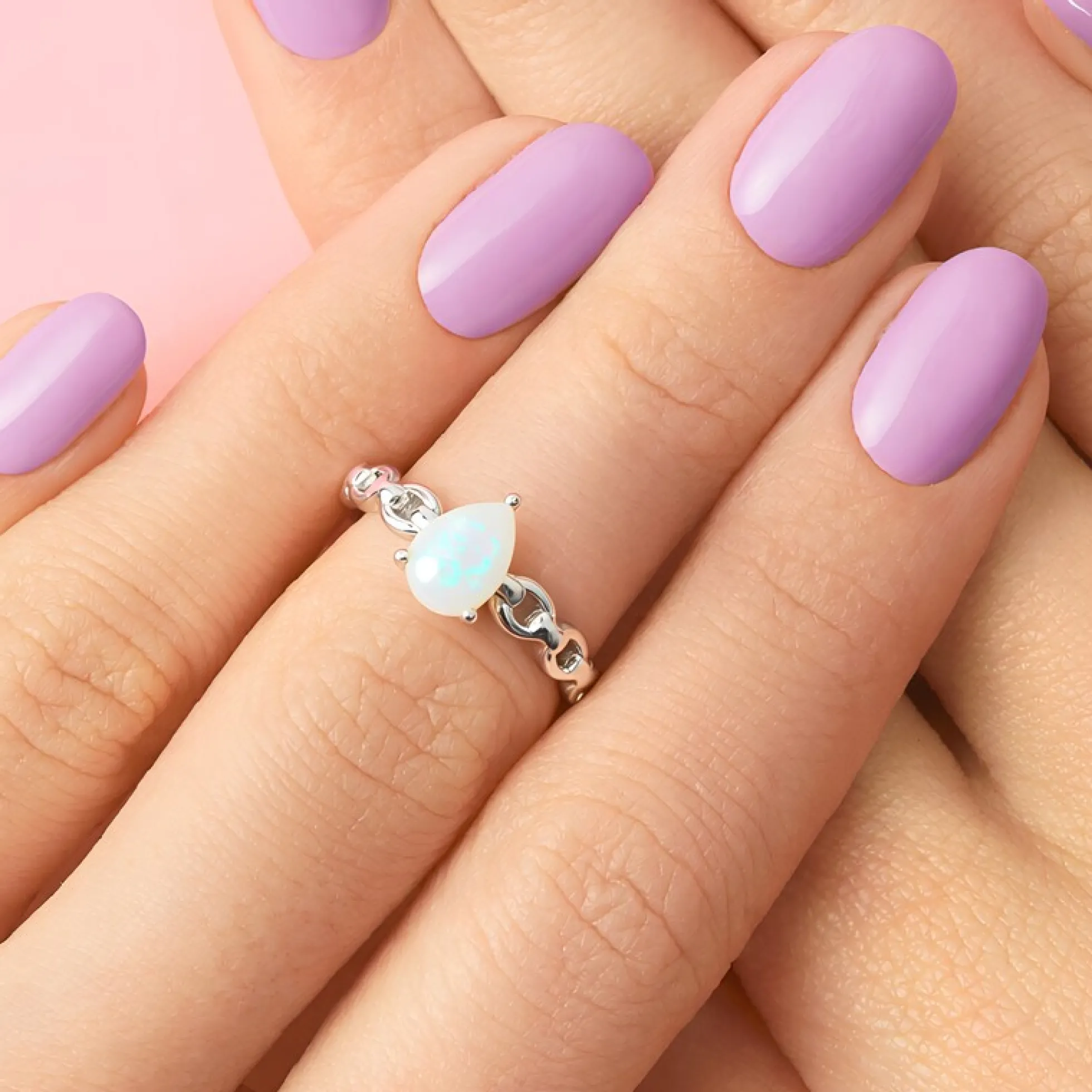 Weißer Opal-Silberring