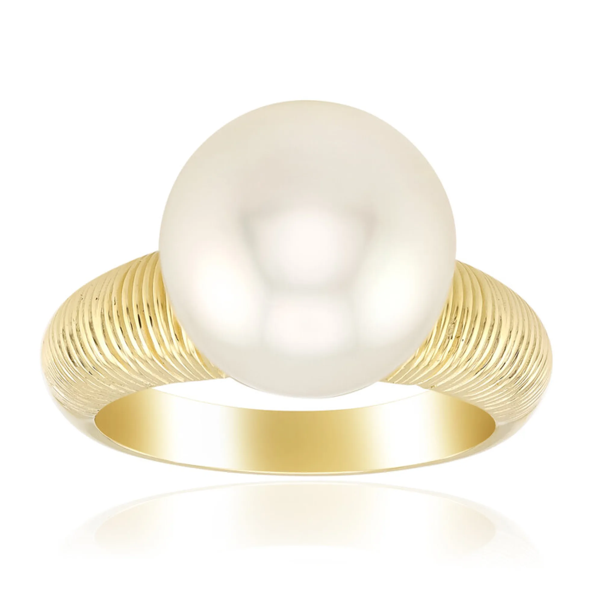 Weiße Südseeperlen-Goldring