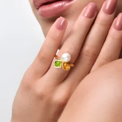 Weiße Südseeperlen-Goldring