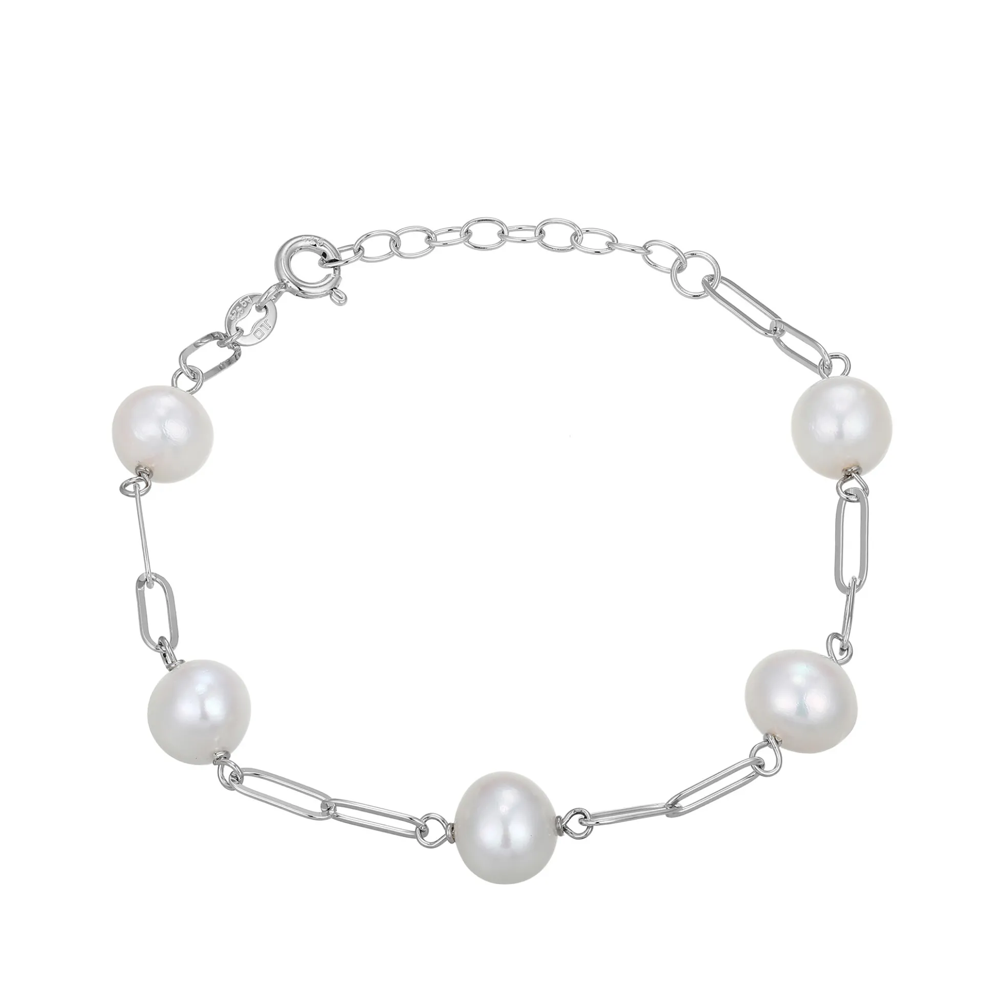 Weiße Süßwasserzuchtperlen-Silberarmband
