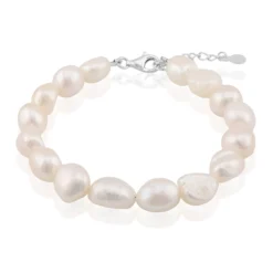 Weiße Süßwasserzuchtperlen-Silberarmband