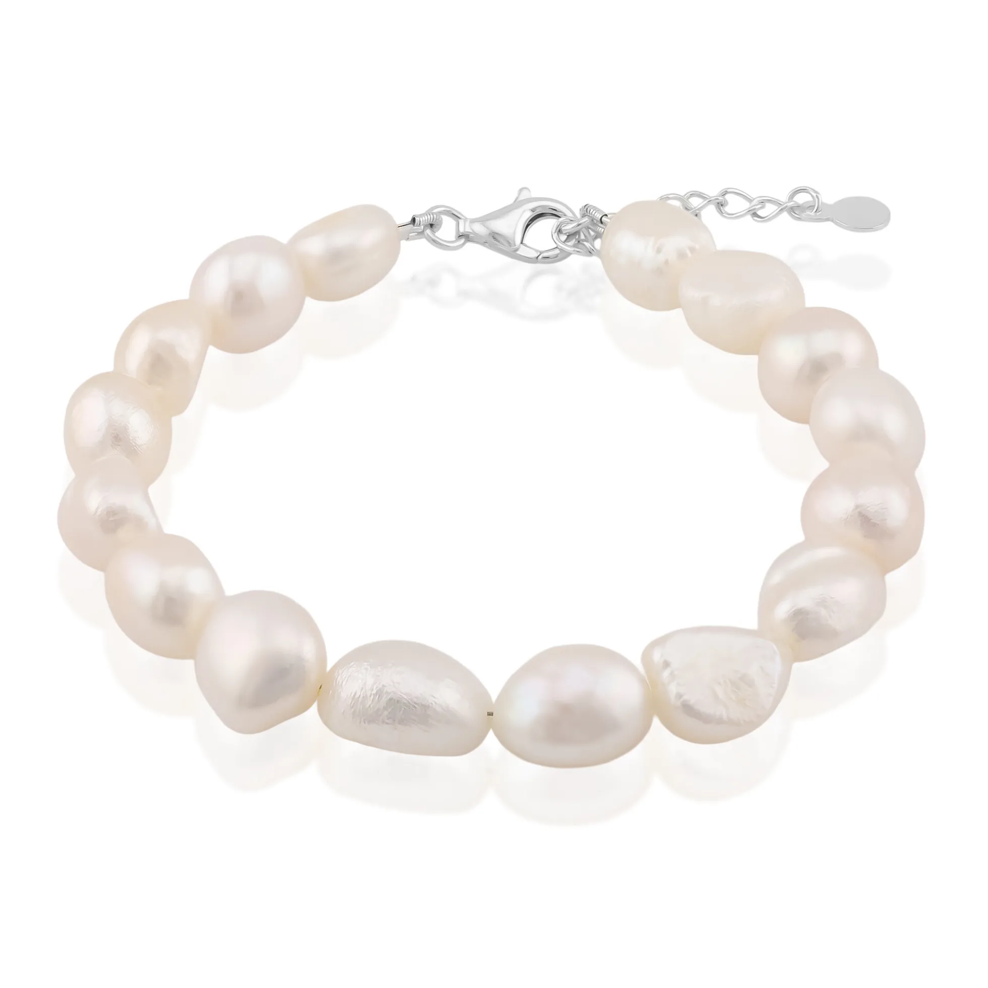 Weiße Süßwasserzuchtperlen-Silberarmband