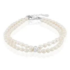 Weiße Süßwasserzuchtperlen-Silberarmband