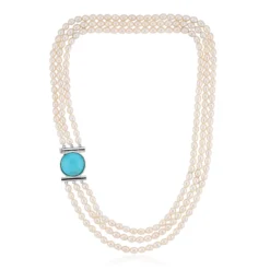 Weiße Süßwasserzuchtperlen-Silbercollier