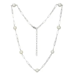 Weiße Süßwasserzuchtperlen-Silbercollier