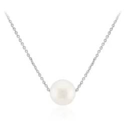 Weiße Süßwasserzuchtperlen-Silbercollier