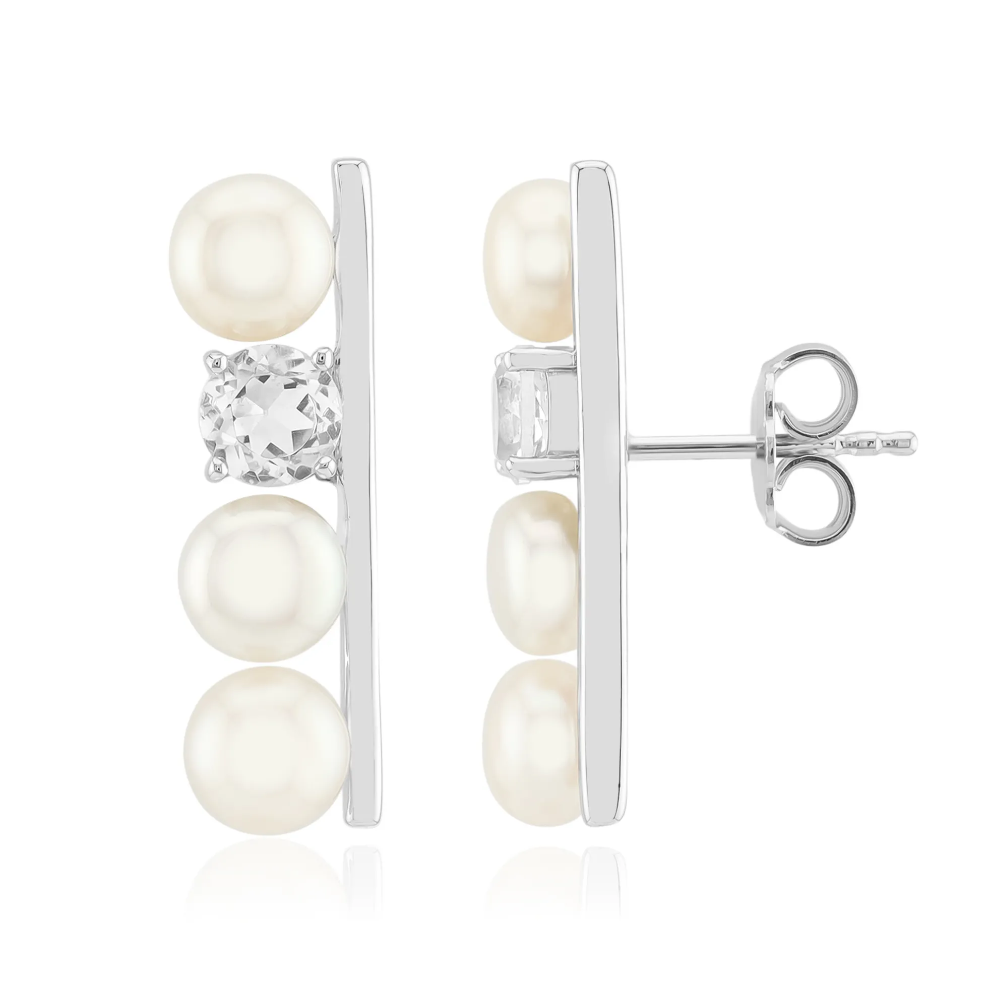 Weiße Süßwasserzuchtperlen-Silberohrringe